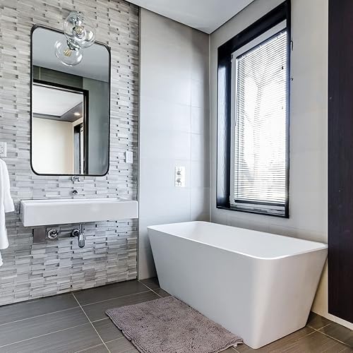 Miniatura 5 de Espejo de pared rectangular de 26 x 32 pulgadas, espejo con marco de metal negro, diseño moderno para baño, entrada y sala de estar, se cuelga