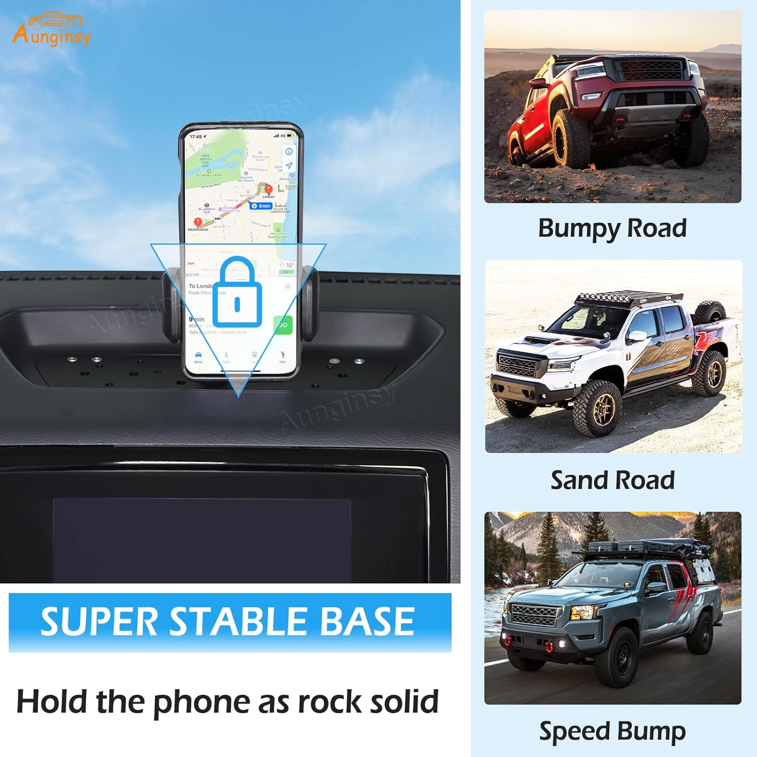 Aunginsy Center Console Dash Phone Holder Compatible with Nissan Frontier 2022 2023 2024 Car Dashboard Mobile Phone Bracket Instrument Table Organizer Storage Tray Groove Cell Phone Mount Accessories