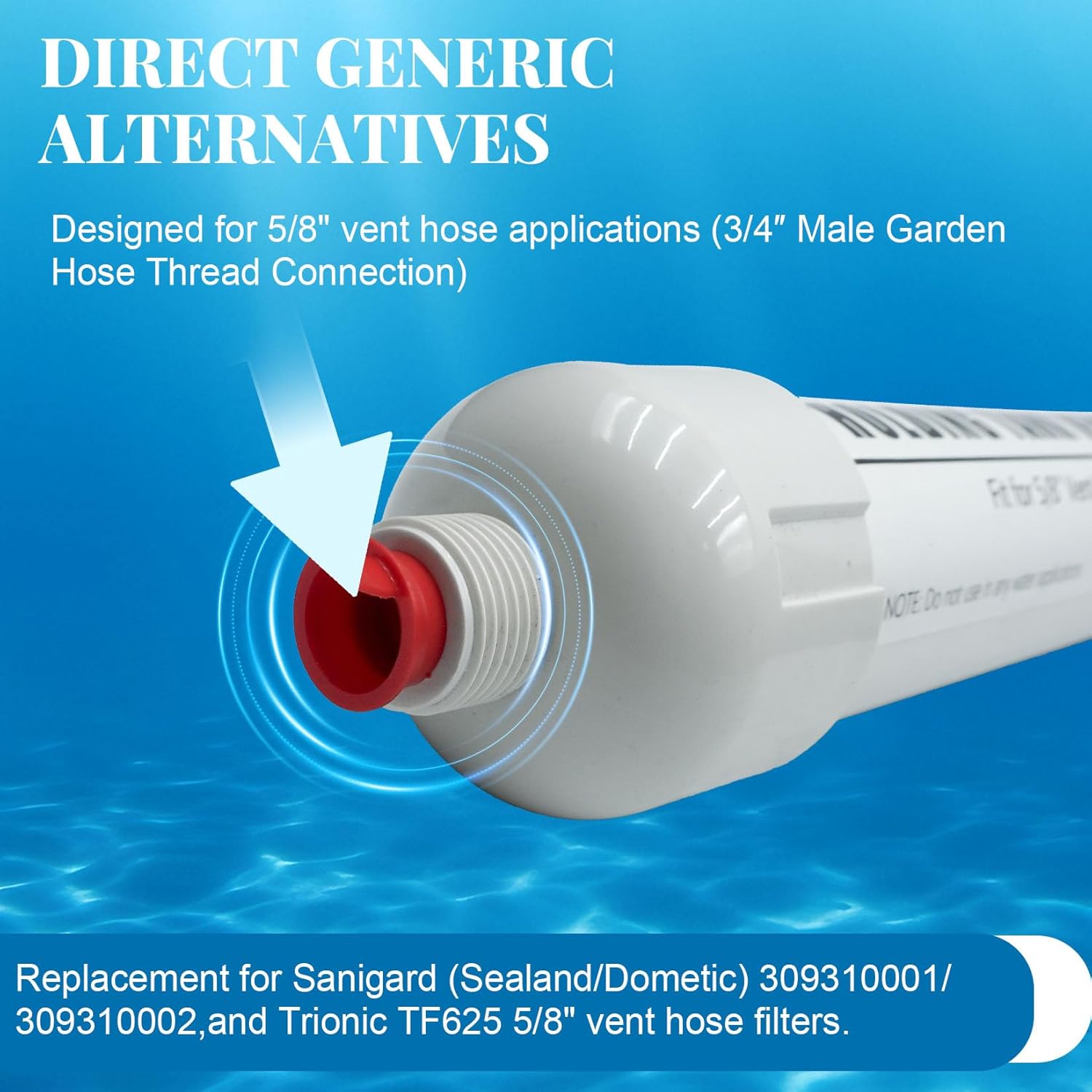 Boat Holding Tank Vent Filter fits 5/8" Vent Hose Applications, Vent Filter for Holding Tanks Compatible with Dometic, Sealand, Sanigard, Trionic 5/8" Vent Hose Filters