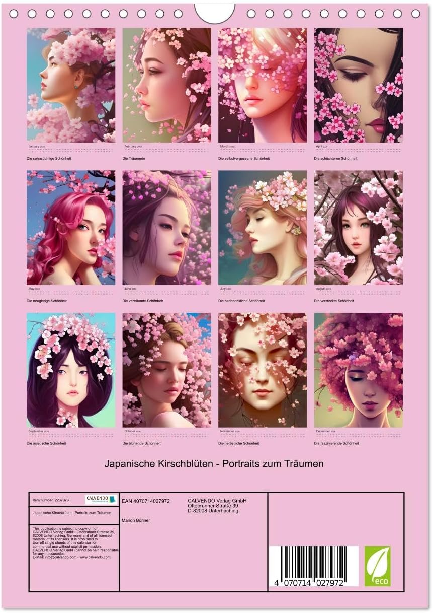Japanese cherry blossoms - portraits for dreaming, US-Version (Wall Calendar 2026 DIN A4 Portrait), CALVENDO 12 Month Wall Calendar