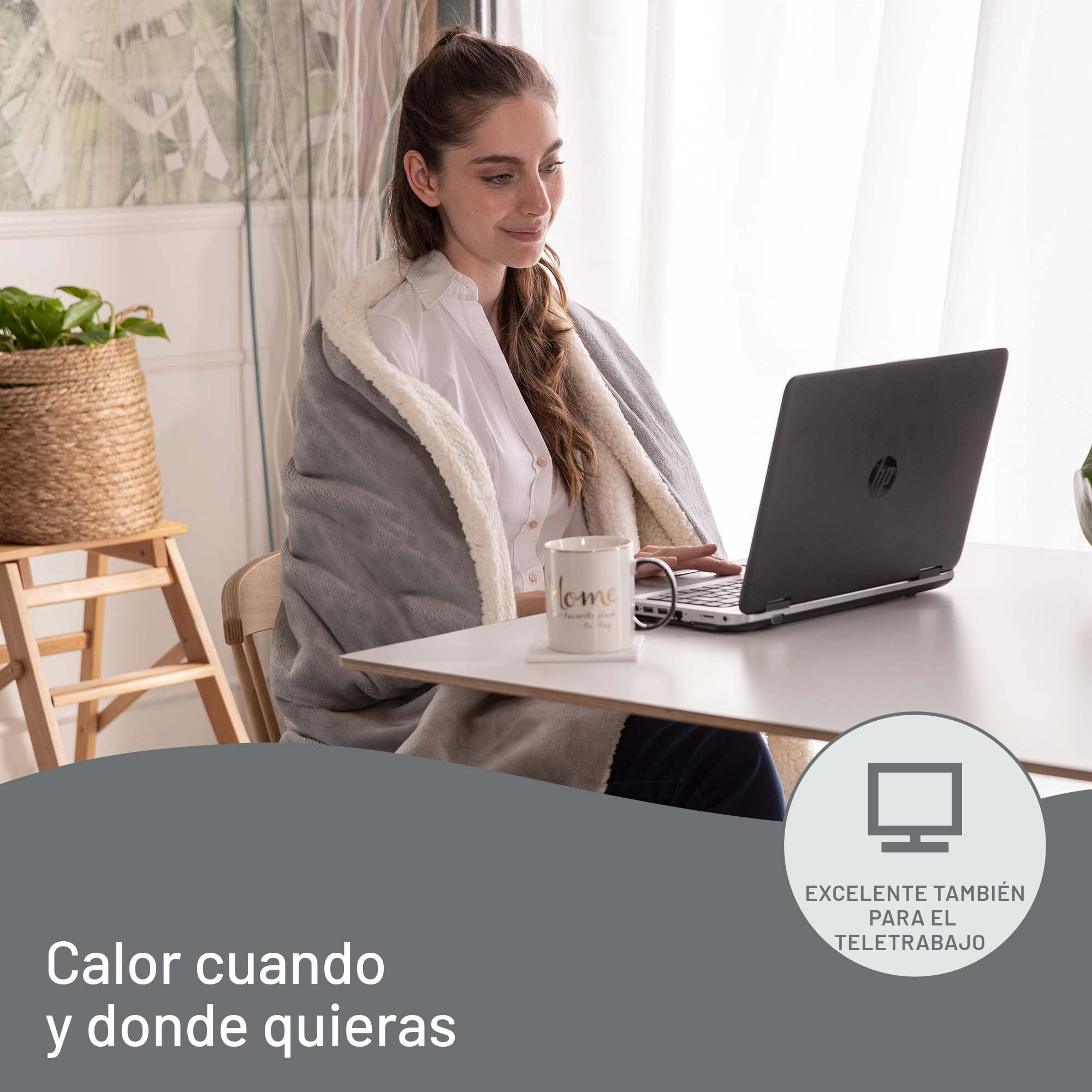 Imetec Adapto Grand Luxe, Plaid Calefactable, Manta Eléctrica, Tejido Suave 180 x 140 Cm,Ahorro Energético,Tecnología Adapto, Óptimo, Calentamiento Rápido, 6 Temperaturas, Lavable,Gris, 2.1 kilograms