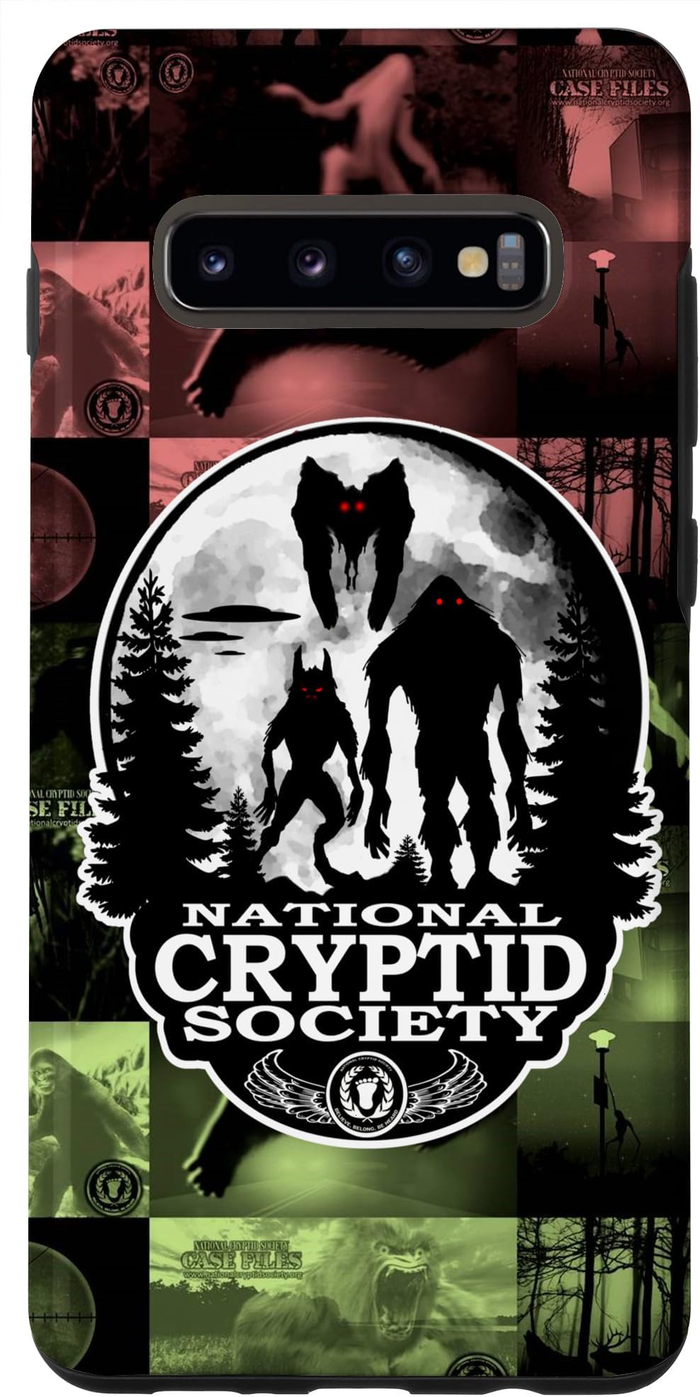 Galaxy S10+ Bigfoot Dogman Mothman UFO; National Cryptid Society Logo Case