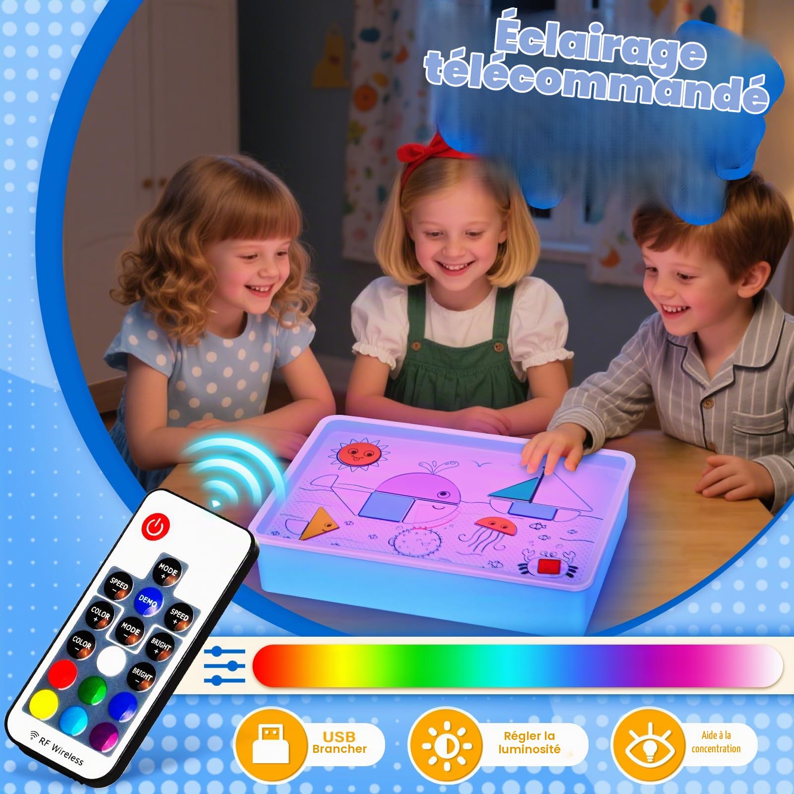 Yellcetoy Jouets Sensoriels pour Autisme, Table Lumineuse à Dessin pour Enfants Table d'Activité à Changement de Couleur, Jouets Éducatifs pour TDAH TSA, pour la Maison et l'École