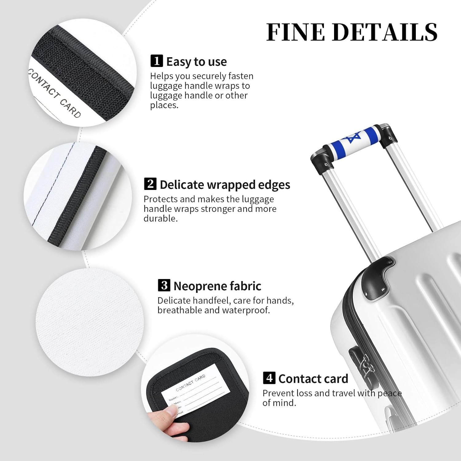 Israeli Flag Print Luggage Handle Wrap for Suitcase/Carry On/Backpacks-Neoprene Handle Wrap Cover 2pcs