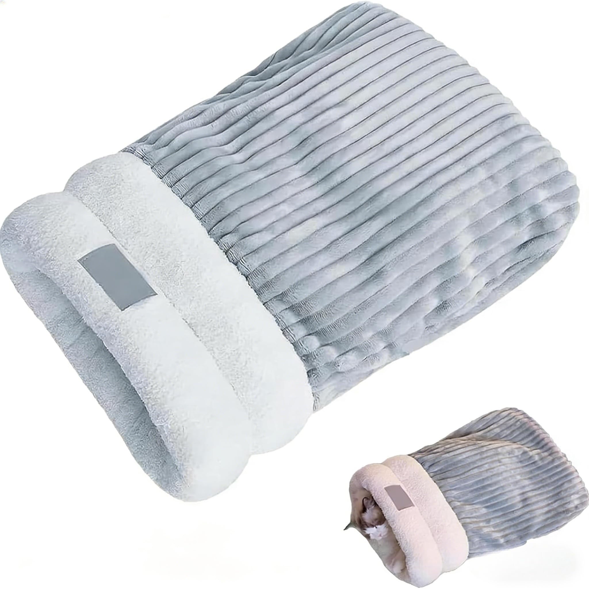 LSYZHX Cat Sleeping Bag, Soft Comfortable Winter Cave Bed for Cats and Dogs, Cotton Material, Size M Blue, Up to 6 Pounds