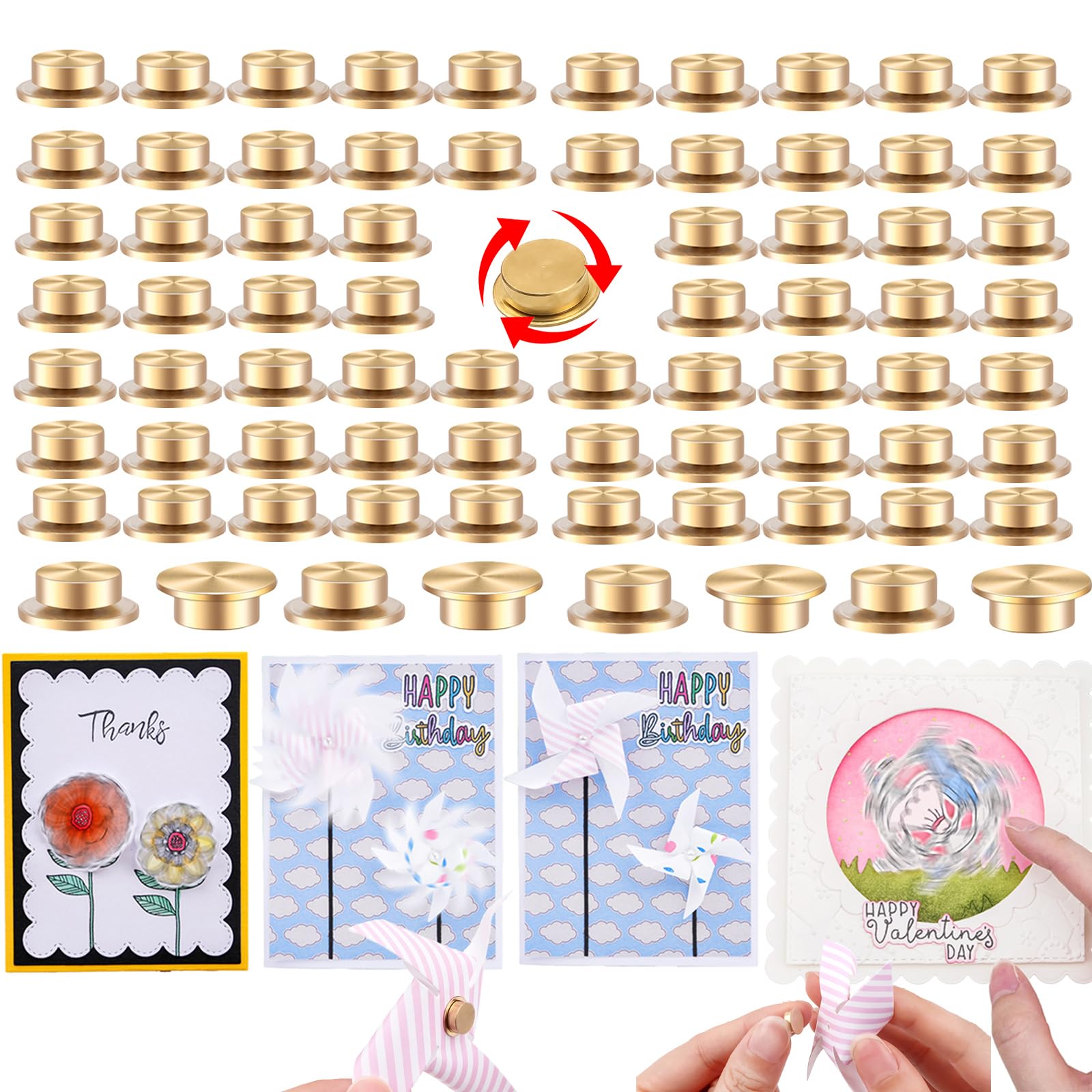 30Pcs Mini Metal Rotating Bearings for DIY Handmade Crafts Paper Cards Scrapbooking Cards 360°Rotation Smooth Spin Mechanism Spinner Jewelry Making Nail Decoration Rotating Tools