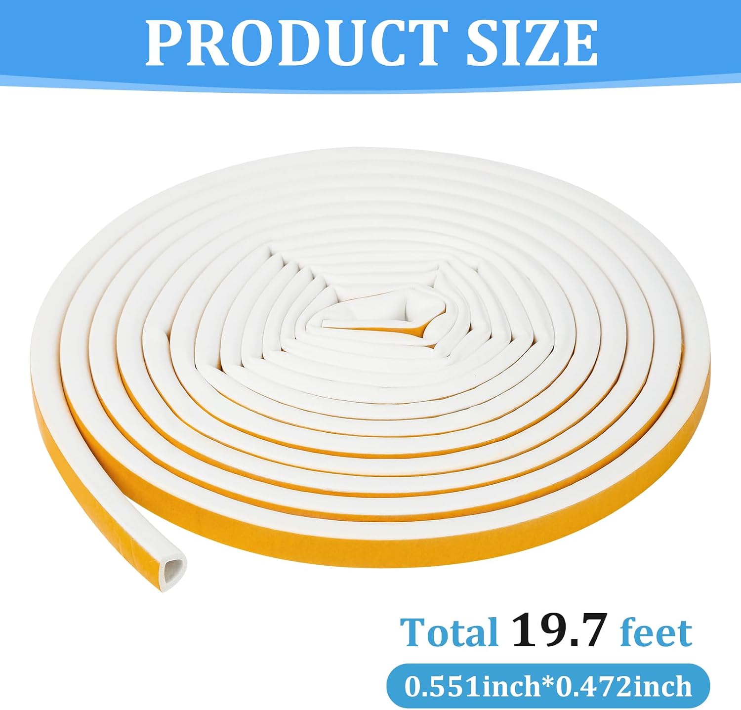 19.7Feet D-type Weather Stripping Door Seal, Self-Adhesive Seals for Door Window Gap, Soundproofing, Insulation Strip, Door Sealers for Door Frame (White), D14-12