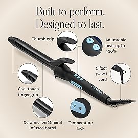 Bio Ionic Long Barrel Styler, 1 Curling Iron with Moisture Heat Technology & NanoIonic MX, Verstatile Curling Wand with Longer Barrel for Large Sized Soft Curls & Waves