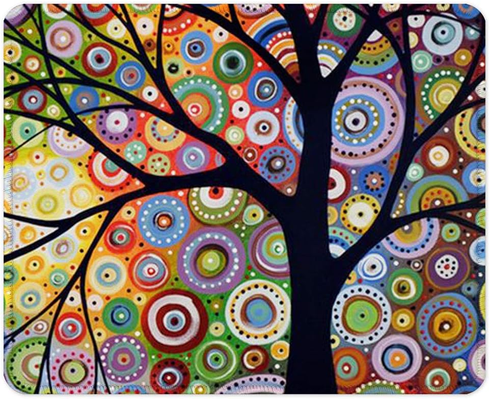 BOSOBO Mouse Pad, Floral Mandala Mouse Mat, Small Custom Mouse pad for Gaming, Office, Women and Men, Non-Slip Rubber Base, Stitched Edge, Waterproof, Rectangle 10.2 x 8.3 Inch, Flower Mousepad : Office Products