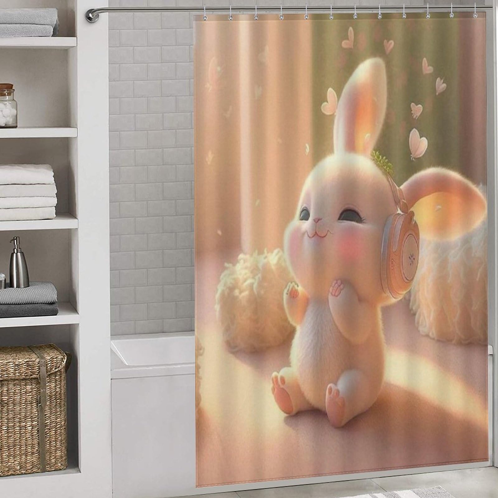 Lapin rideau de douche anti éclaboussures rideau de salle de bain lavable