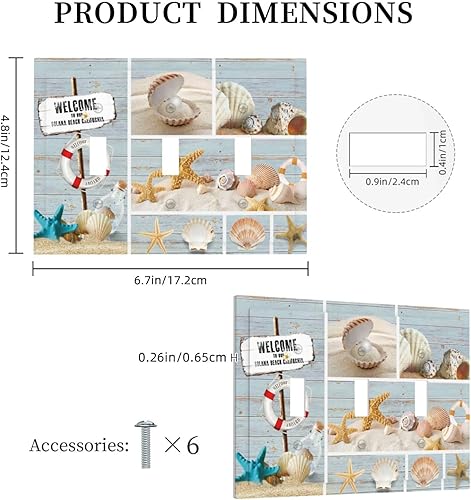 Vista 803 de Cubiertas decorativas de salida de estrella de mar playera, tablero de madera azul de concha de mar de 1 banda, decoración individual GFCI, placa