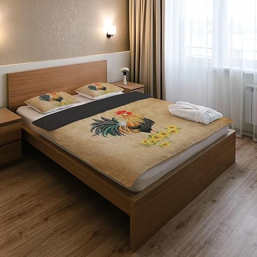 Miniatura 5 de Poceacles Juego de funda de edredón con diseño de girasoles de pollo, juego de funda de edredón de 3 piezas, ligero, suave, transpirable, para todas