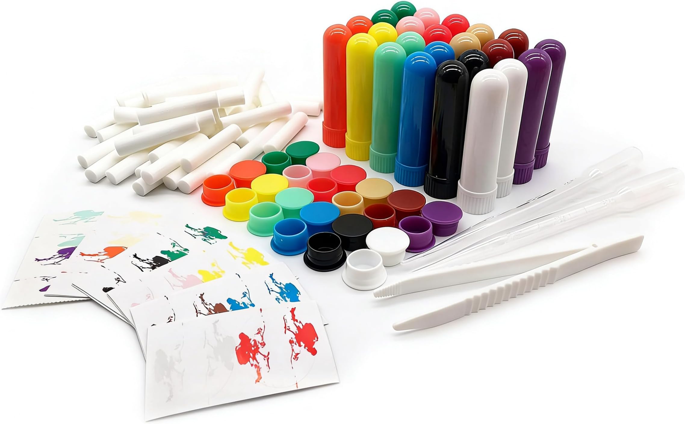 Nasal Inhaler Tubes - Kit Contains: 24 Empty Nasal Inhaler Tubes (with Wicks) 12 Extra Wicks,36 Writable Stickers, 2 Mini Droppers and 1 Tweezers
