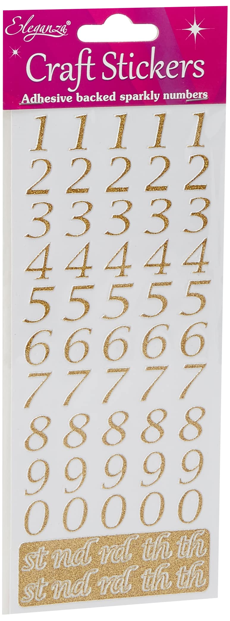 Oaktree Crafts Eleganza Stylised Number Set, Gold Number 65, 16.5 x 7.6 x 0.2 cm