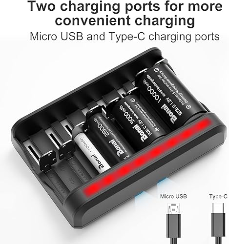 Miniatura 4 de BONAI Cargador de batería de 8 bahías AAA AA SC C D con pilas recargables AAA 16p