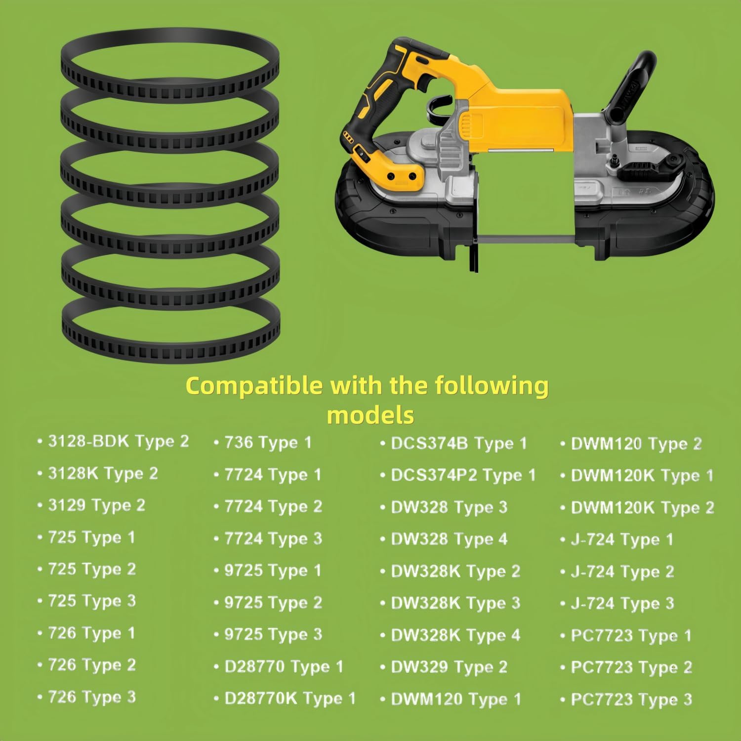 6 Pack 650721-00 Bandsaw Rubber Tires Replacement for DeWalt DWM120, DCS374, DW328K, A02807, Fits Porter Cable and for Milwaukeel 6230 Band Saws, 6" x 1/2" Heavy-Duty Rubber Wheels