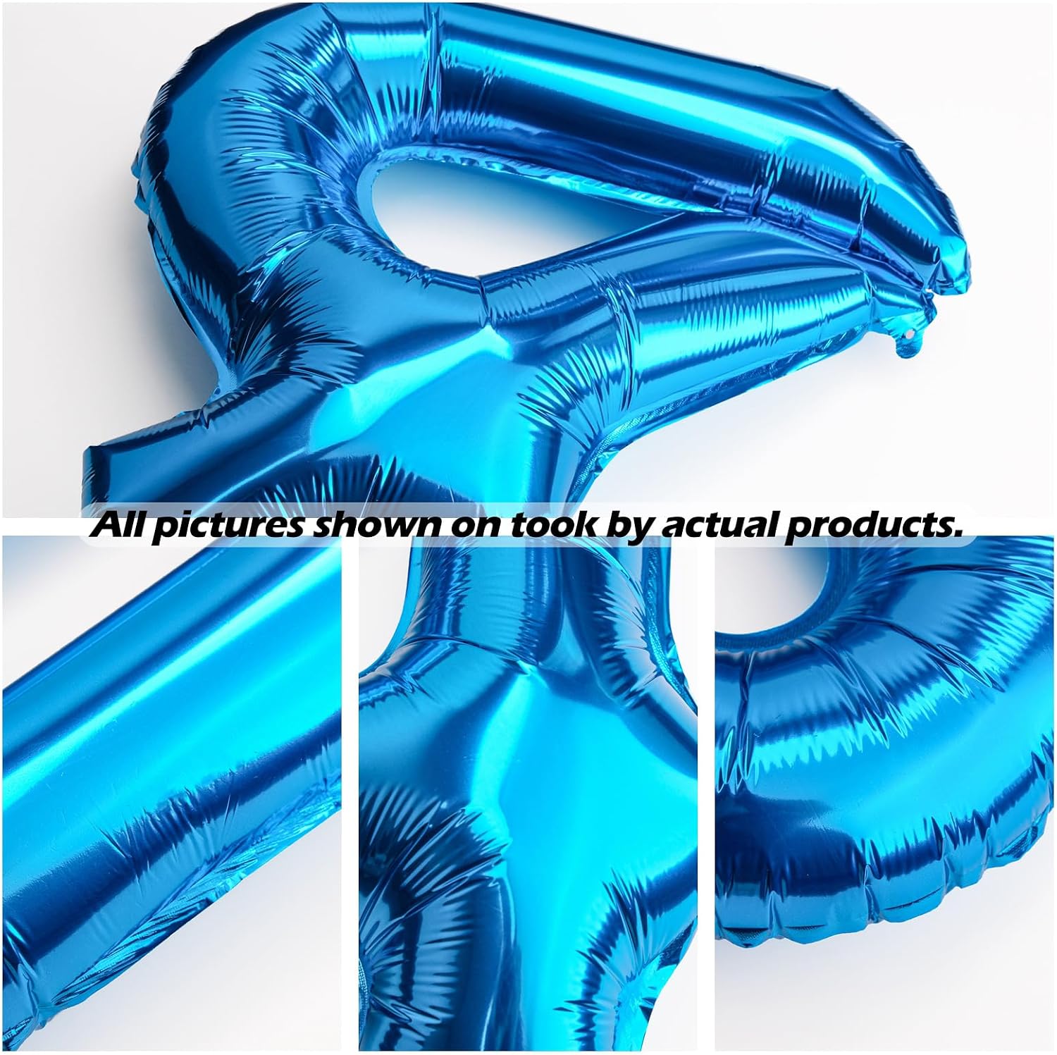 20 Pcs Blue 16" Number Balloons 2 Sets 0-9 Foil Balloon Numbers Décor image 2