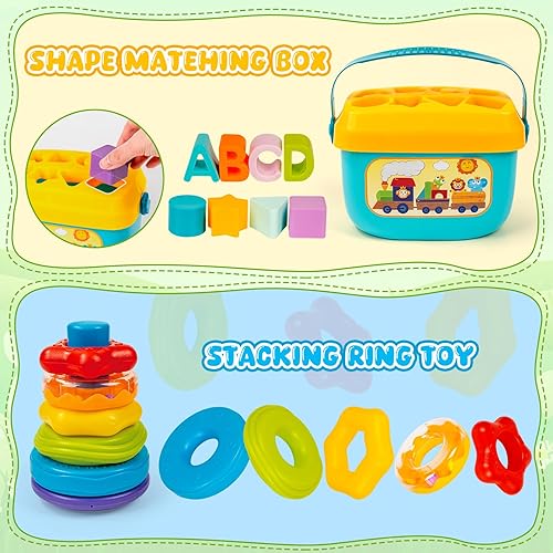 Miniatura 2 de Montessori Juguetes para bebés de 6 a 18 meses con clasificador de formas sensoriales a juego, juguete apilable, bloques de construcción suaves,