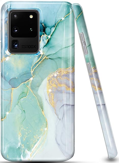 luolnh Galaxy S20 Ultra Case,Samsung Galaxy S20 Ultra Case,Shiny Marble Design Shockproof Flexible Soft Silicone Rubber TPU Bumper Cover Skin Case for Samsung Galaxy S20 Ultra -Mint