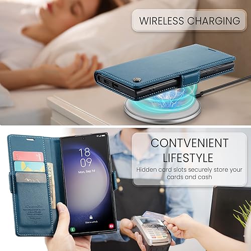 Miniatura 3 de SINIANL Funda tipo cartera para Samsung Galaxy S23 Ultra con bloqueo RFID, para Samsung S23 Ultra para mujeres y hombres, tarjetero con cierre