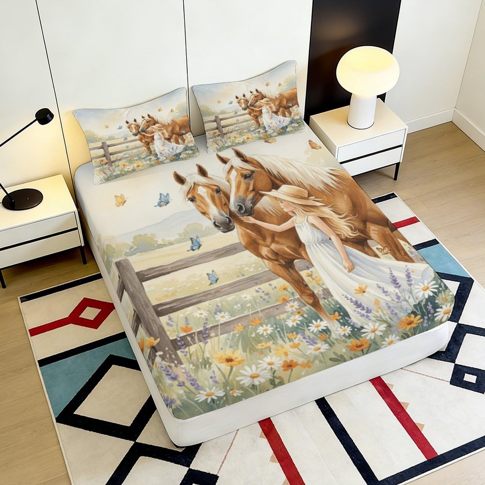 3D Printed Enten Motiv Fitted Sheet, Mikrofaser Bed Cover, rutschfest