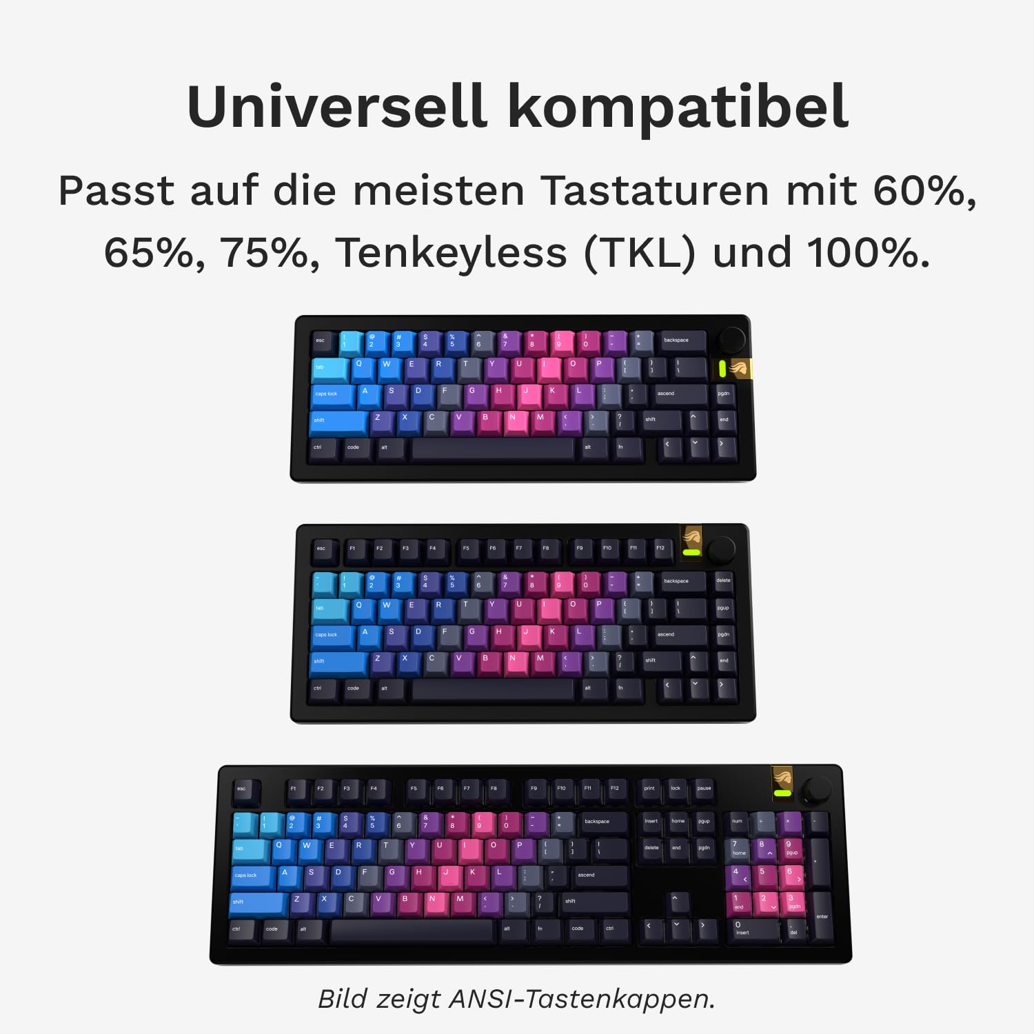 GLORIOUS GPBT Keycaps QWERTZ Afterparty - PC Tastenkappen Zubehör Sets | Langlebiges Material, gestochen scharfe sowie lichtechte Zeichen, universelle Kompatibilität für mechanische Modelle.