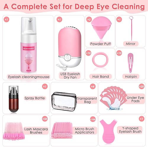 Miniatura 2 de Champú de pestañas para extensiones de pestañas con bolsa de maquillaje, champú suave de pestañas de limpieza profunda, lavado de pestañas para