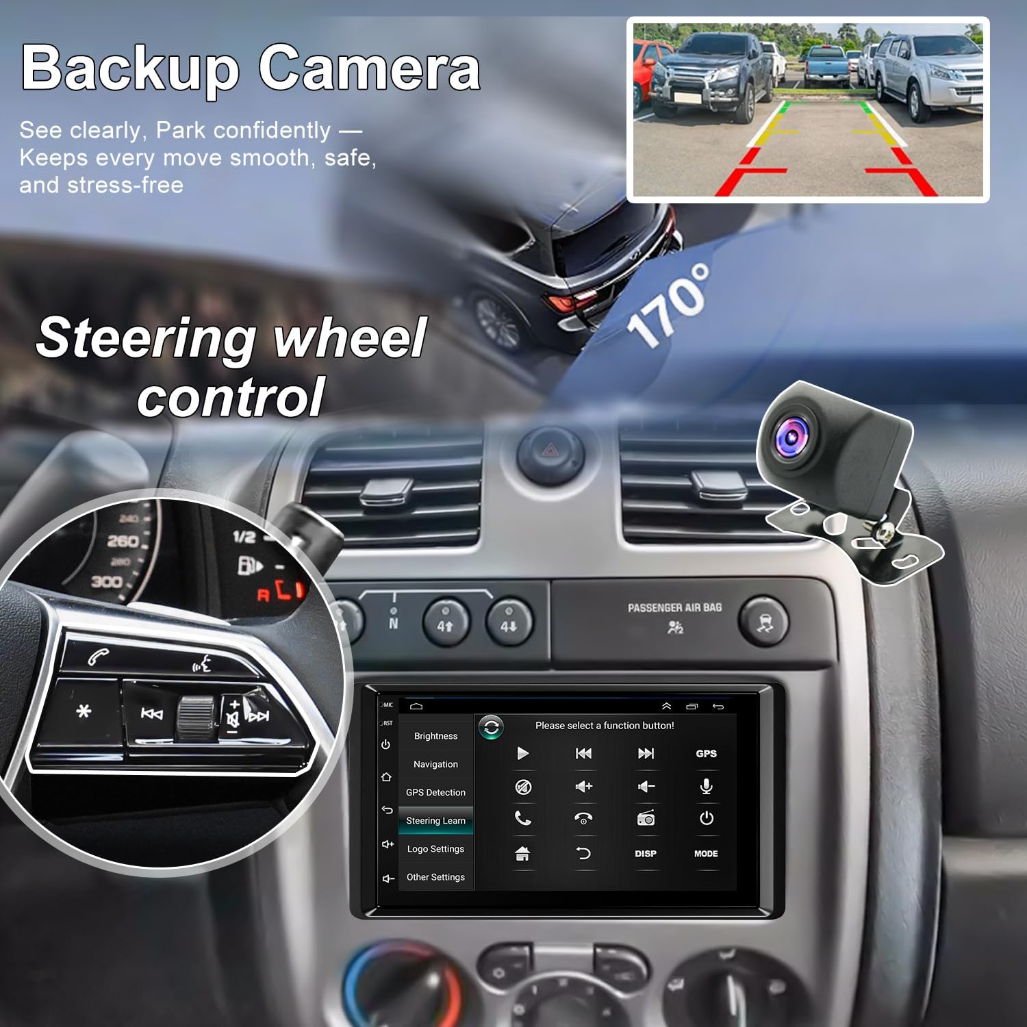 Upgarde Car Radio for Chevy Colorado 2004-2012, Express 2002-2012, for GMC Savana 2003-2007, Canyon 2004-2012, Envoy 2002-2009, 7 Inch Touch Screen Stereo, Carplay Android Auto GPS FM BT WiFi Camera