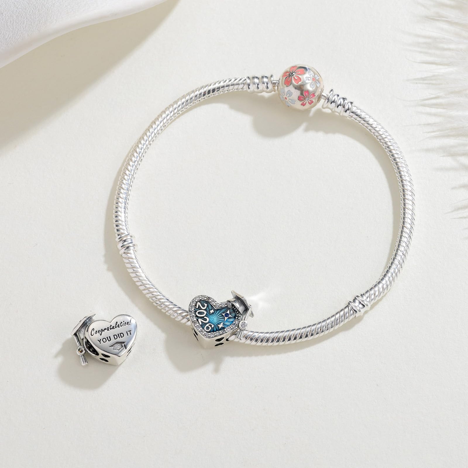 KEQ Breloque bleu mauvais œil pour bracelet à breloques Pandora S925 - Protection spirituelle - Pendentif porte-bonheur pour la protection - Cadeau de Noël pour petits-enfants, grand-mère, maman