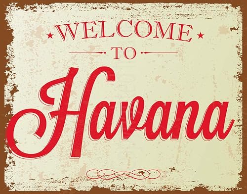 AMELIA SHARPE Letrero de metal con texto en inglés "Welcome to Havana Bar" para decoración de pared, retro, 12 x 8 pulgadas