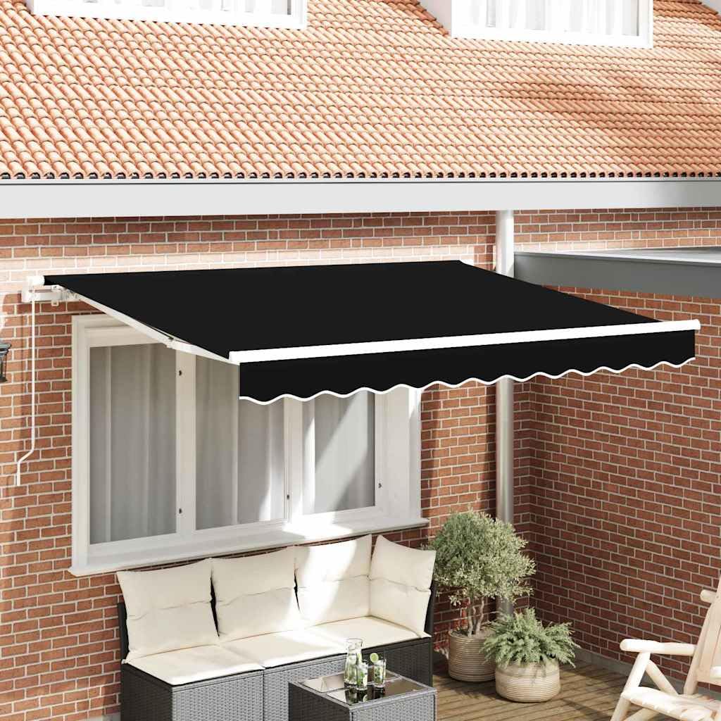 Leasha Toile de Rechange Store Banne avec Lambrequin, Toile Tissu de Remplacement pour Auvent 330x245 cmm Noir Polyester