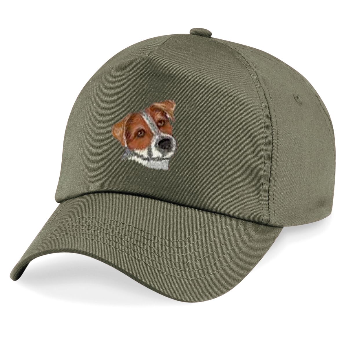 Jack Russell Terrier Embroidered Baseball Cap Sporty Style (Acrylic, Olive)