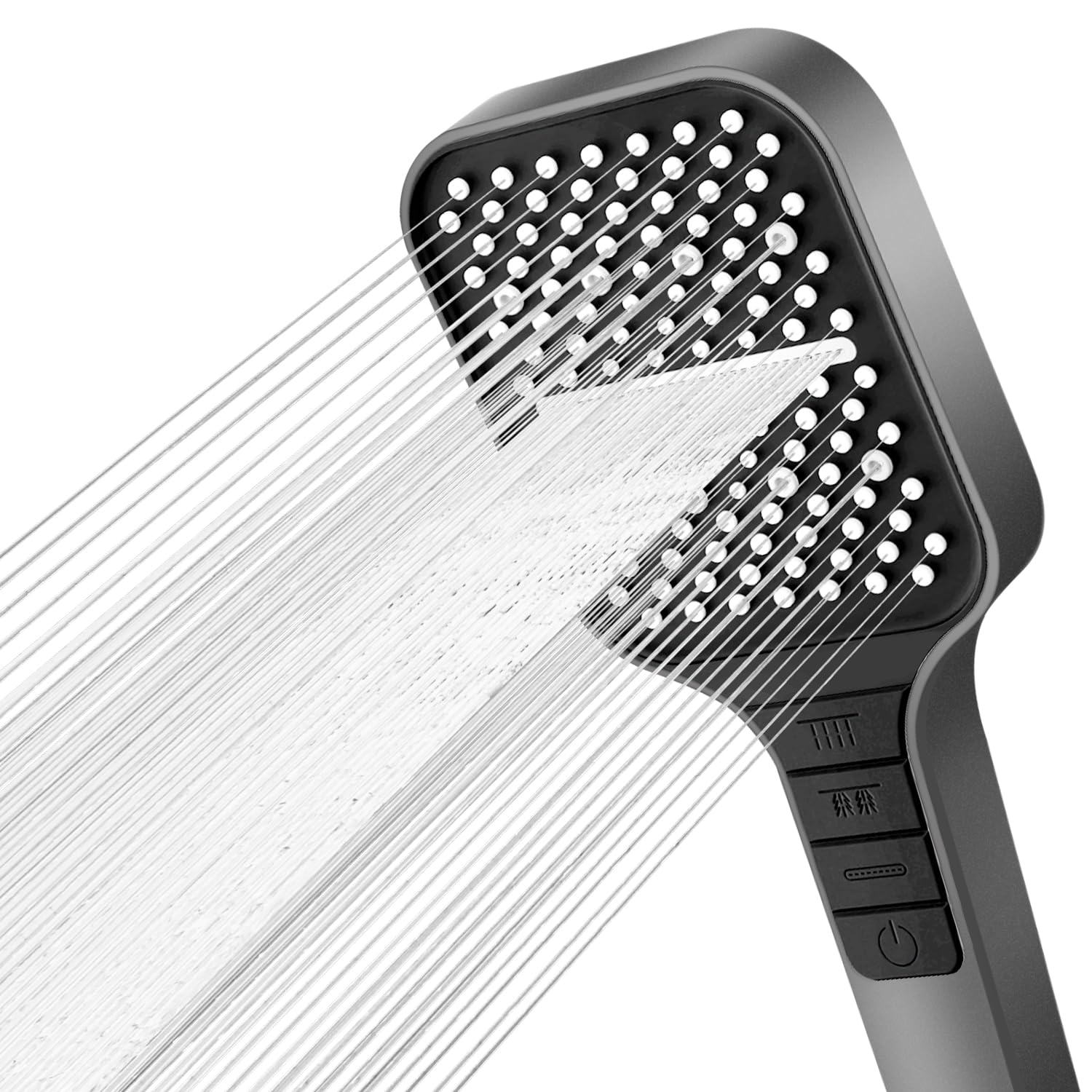 VEHHE Soffione Doccia, 7 Modalità di Getto a Pioggia con Pulsante di Arresto, Regolazione con una Sola Mano e Ugelli in Silicone Antigrippaggio, Soffione Doccia Grande Booster