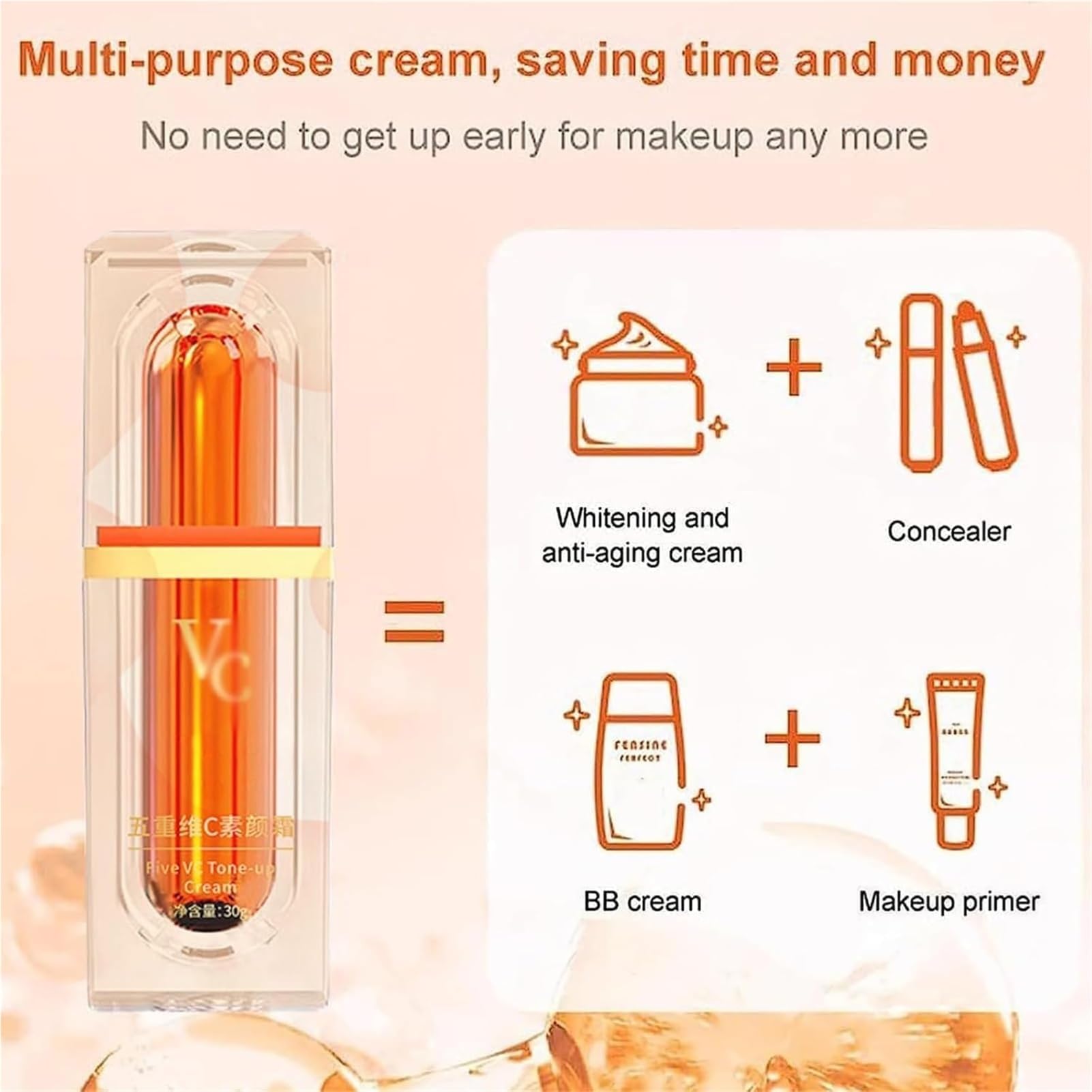 Japanese Vitamin C Makeup Tone Up Cream，Five Vitamin C Makeup Tone Up Cream，Face Moisturizer For All Skin Type, Long-Lasting Hydrating(2Pcs-A)