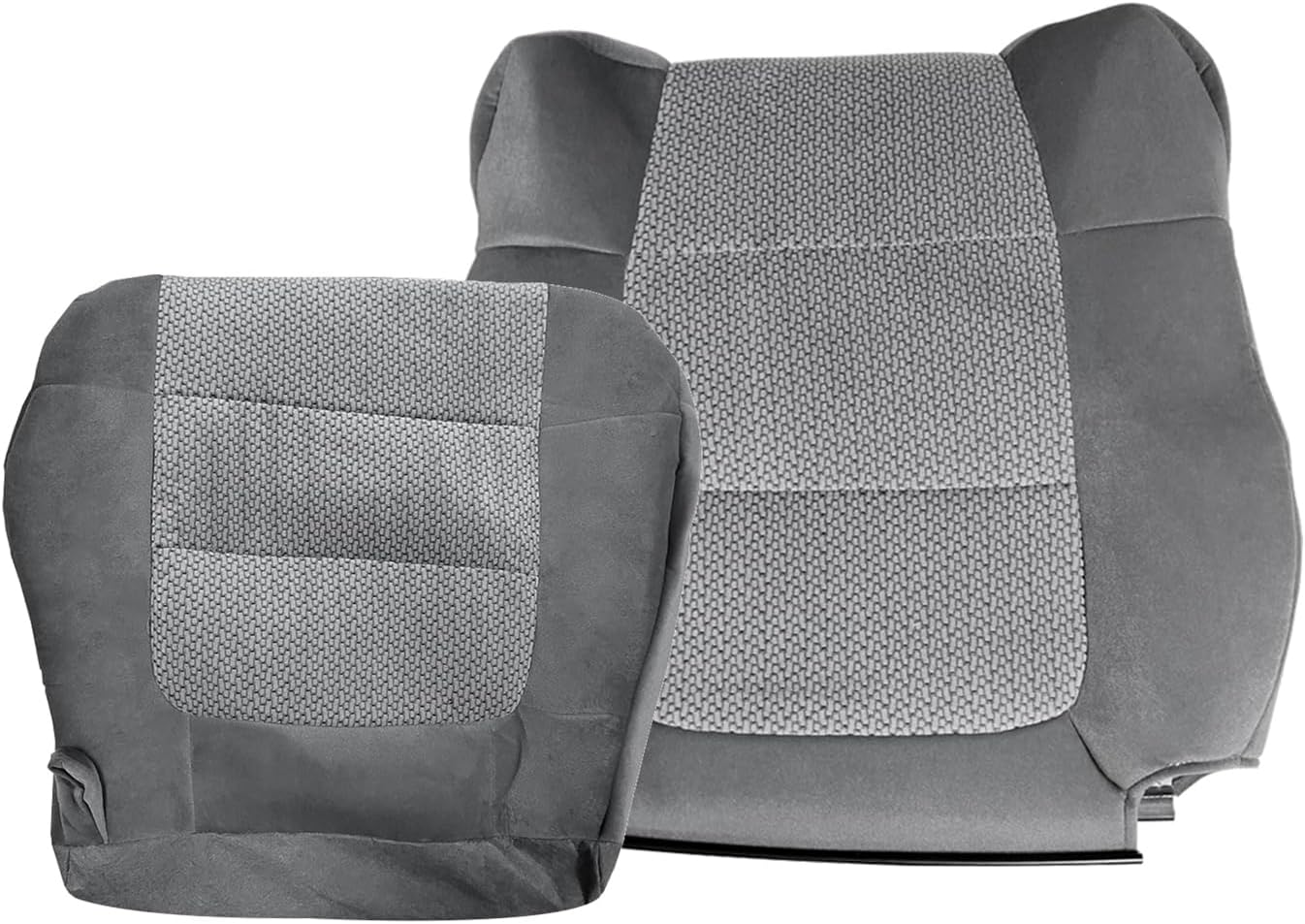 Driver Passenger Side Bottom & Top Lean Back Cloth Seat Cover Replacement Gray Fits for Ford F-150 XLT SuperCrew-Cab 2002-2003