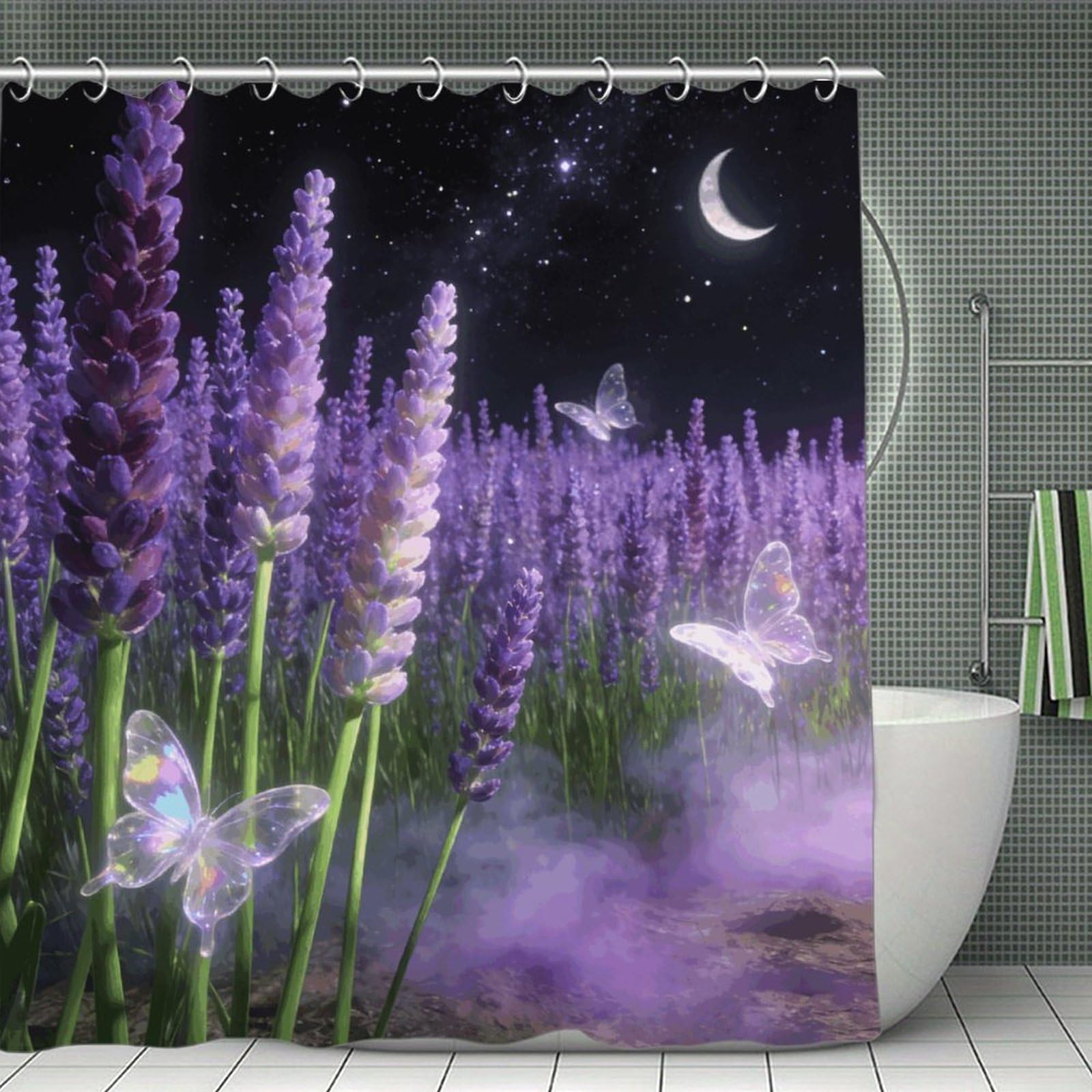 VstaDank Flower Sea Shower Curtain Light-Weight Blackout Bathroom Curtain Washable Shower Liner 71x71 Inch Bath Curtain with Metal Holes Bathtub Bath Room