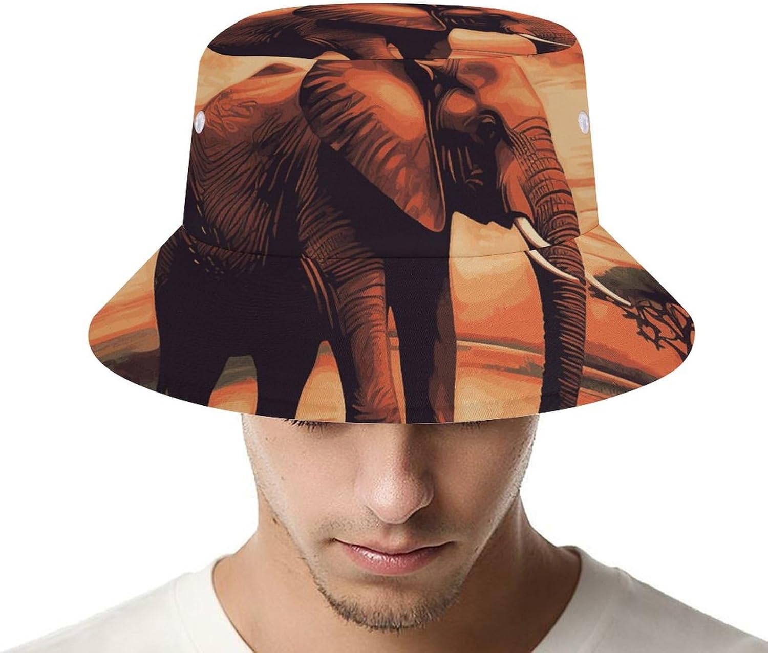 Sunset Elephant Bucket Hat Packable Sun Hats Travel Summer Beach Fisherman Cap for Women Men Teens