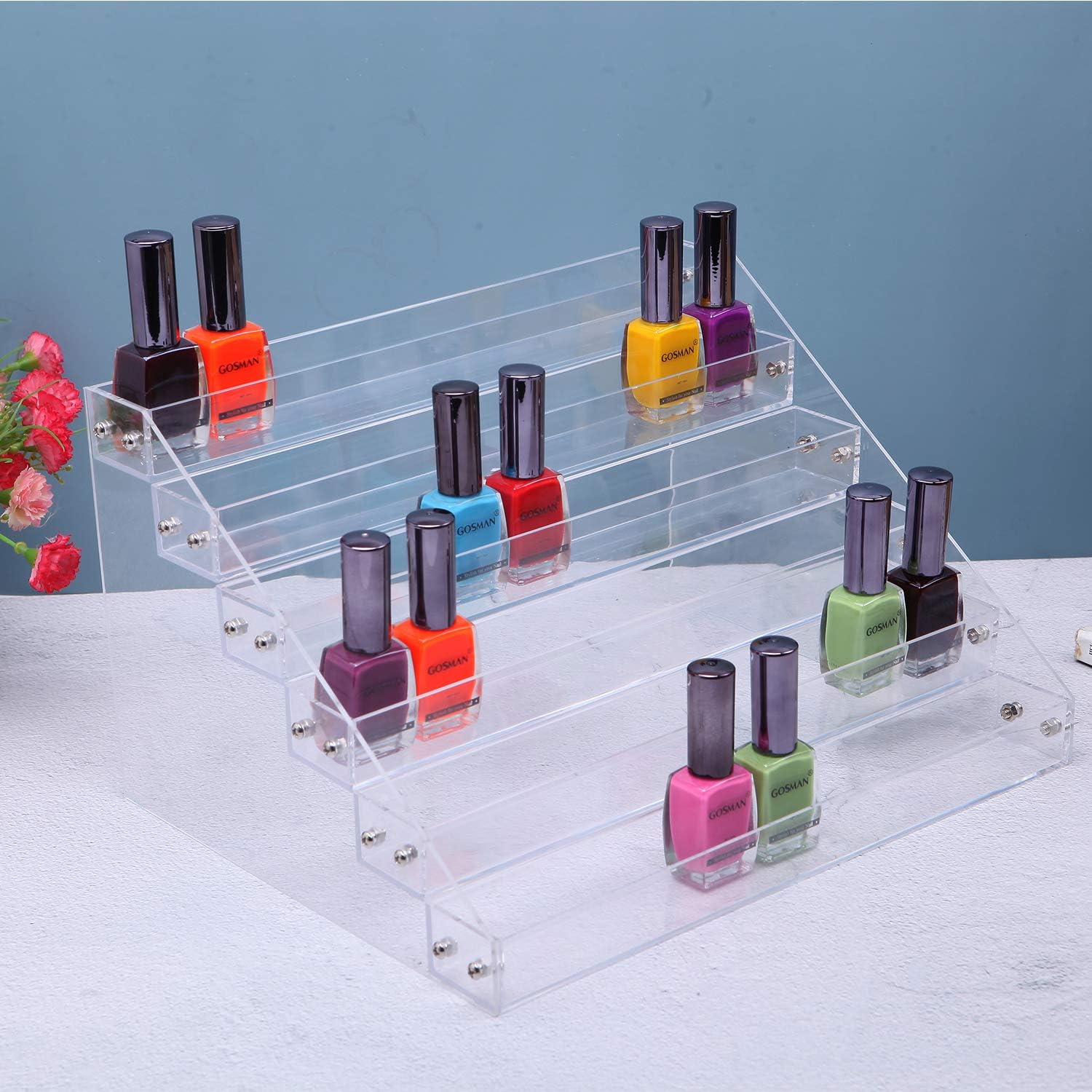 Jansburg Nail Polish Organizer 6 Layer Ink Rack Holder Table Stand Acrylic Polish Holder Clear Paint Bottles Holder Essential Oil Storage Display Stand on the Table or Desk