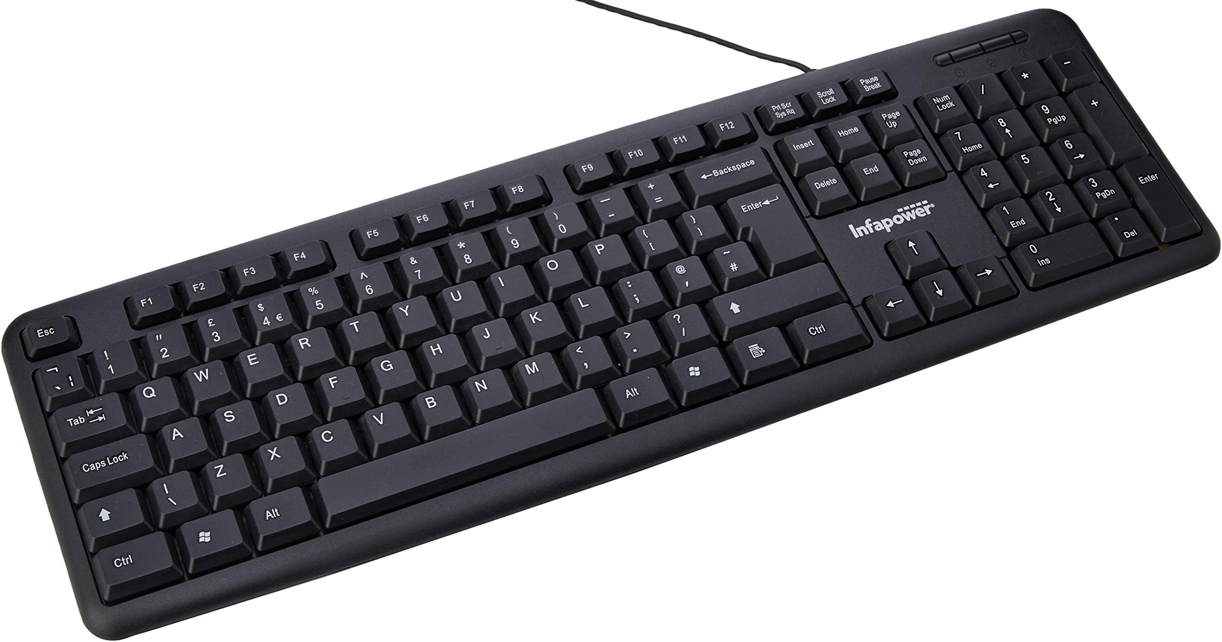 Infapower Full Size Wired Keyboard, Black