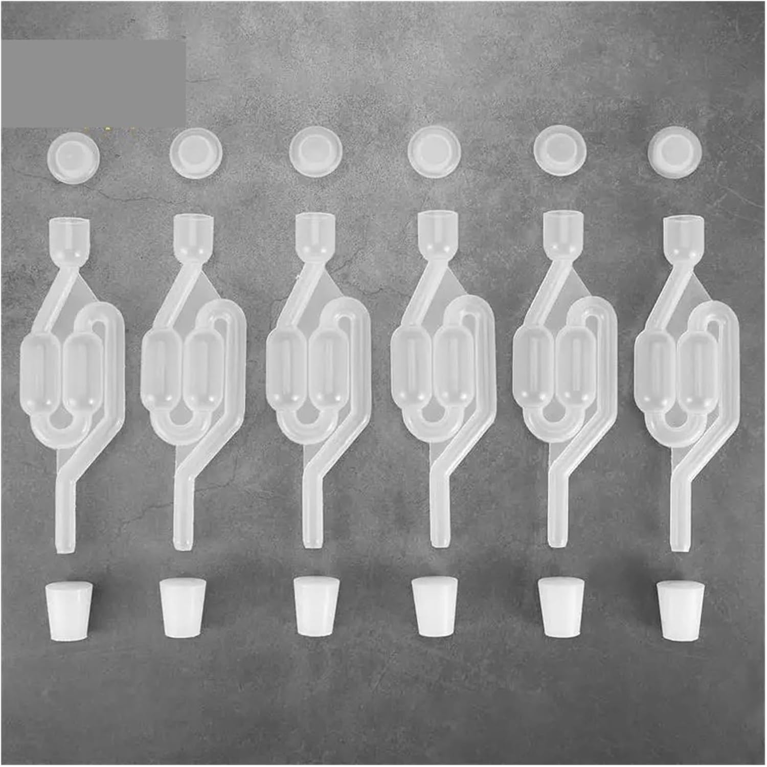 Transparent Air Lock S-Shape Airlocks Bubble 6pcs Length 17cm A23E-6 S-Shape Exhaust Seal Valve with Rubber Stopper Twin Airlock