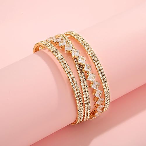 Miniatura 7 de WOWORAMA Pulsera de novia de boda para mujer, damas de honor, brillantes cristales austriacos, pulsera de lágrima, pulsera elástica con diamantes de