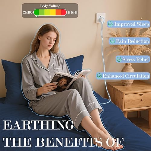 Miniatura 3 de Ali King Sábanas de Conexión a Tierra - Tamaño Full XL, Algodón Suave con Fibra de Plata, Bolsillo Profundo de 15'', Sábanas Ajustables de Conexión