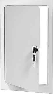 Premier 12x24 Universal Steel Flush Access Panel Door w/Keyed Cylinder Latch, White Prime Coat Finish, Wall, Ceiling Mounted Access Door for Drywall, Plumbing, Electrical, FL-5000