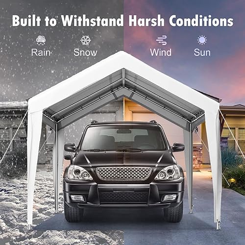 Miniatura 4 de RoamRider Cubierta de repuesto para cochera de 10 x 20 pies, cubierta de cochera, resistente a los rayos UV, impermeable, con bolas elásticas para