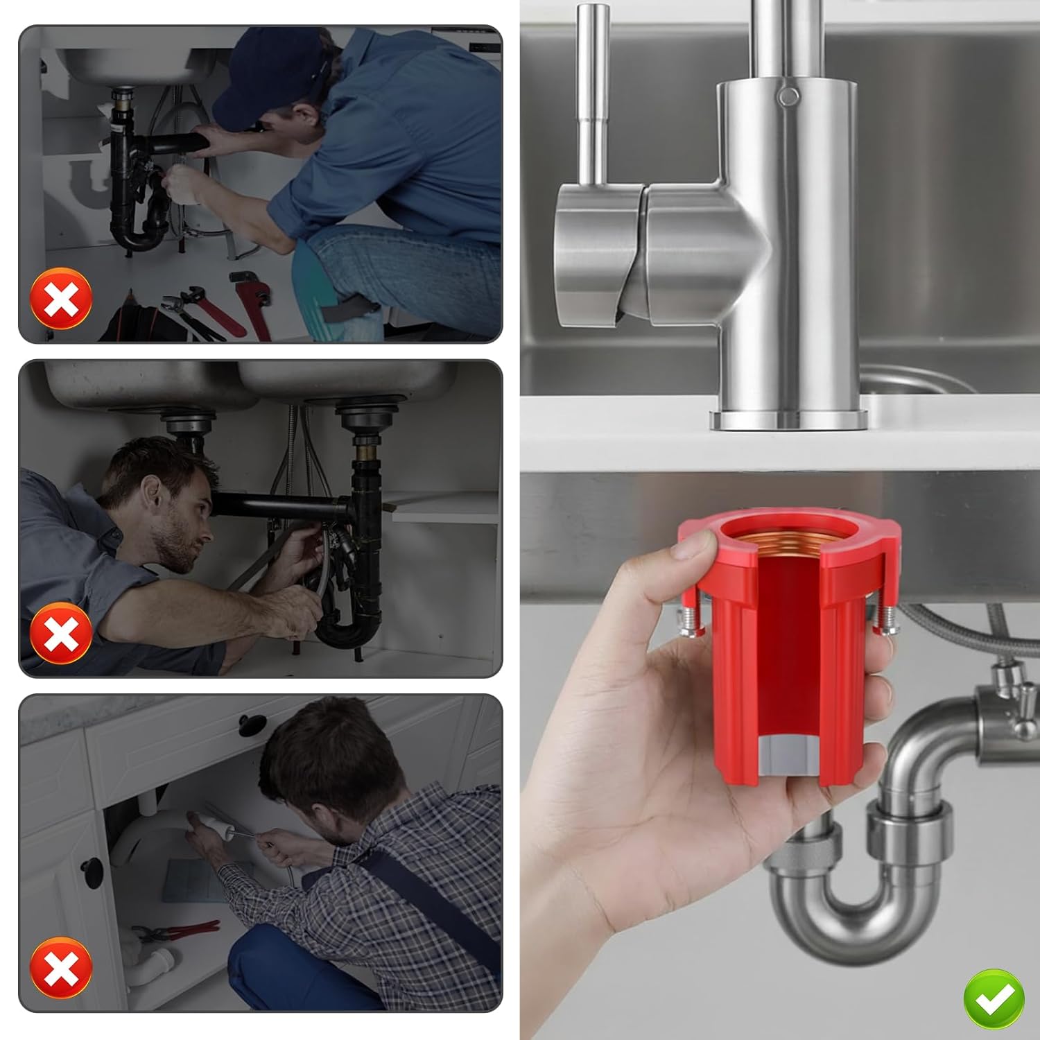 Kitchen Faucet Mounting Nut Replacement Parts, Anti-Loosening Kitchen Faucets Nut Tightening for Kitchens and Bathrooms Plastic Sink Fixtures Faucet (Red)