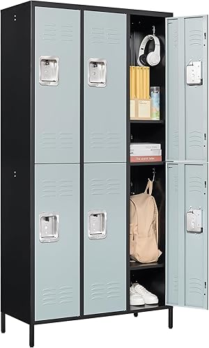 Miniatura 31 de Letaya Taquillas de metal para empleados: armario de almacenamiento de 9 puertas con estantes y gabinete de acero con cerradura para la escuela