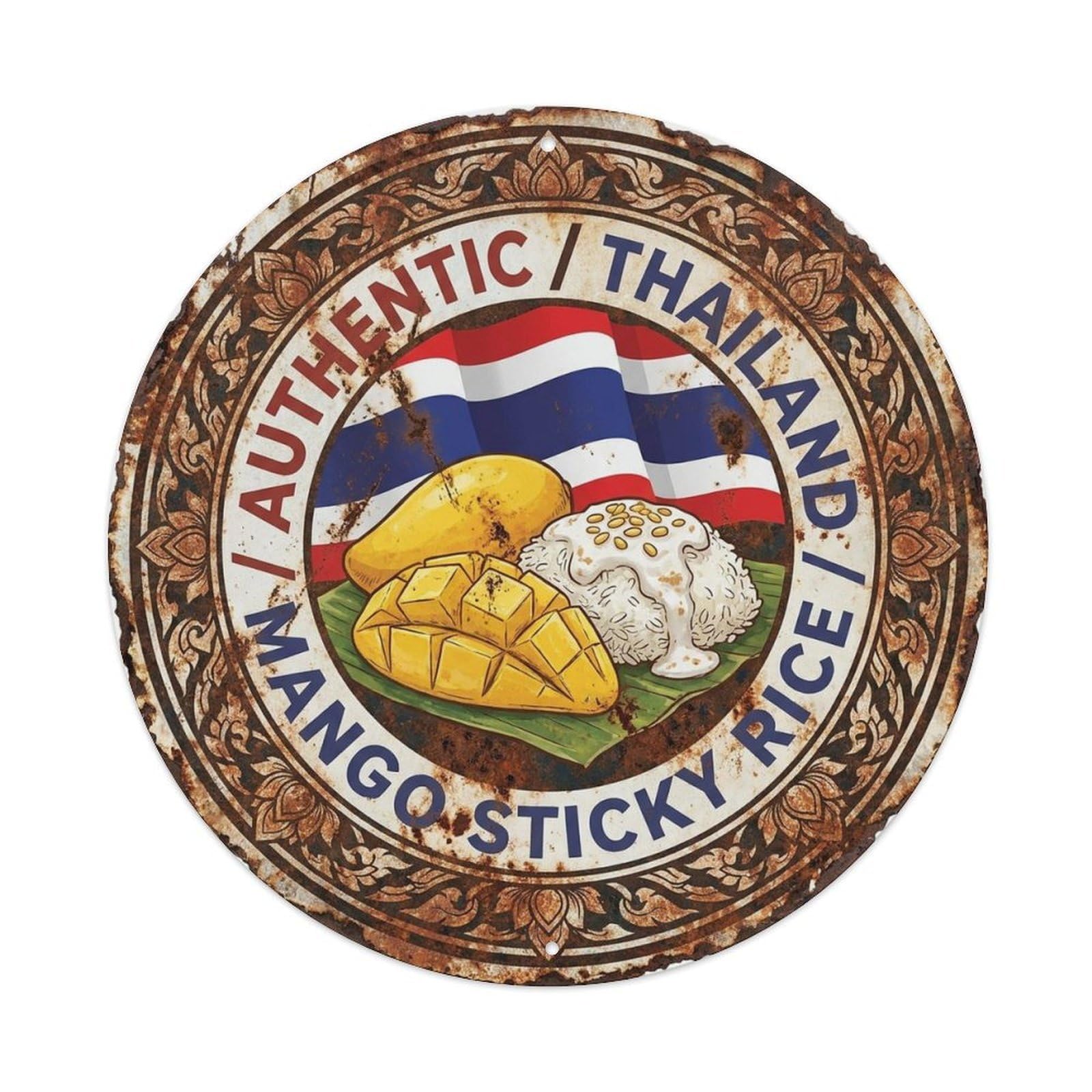 Thailand Travel Mango Sticky Rice Thai Dessert Cuisine Metal Tin Sign