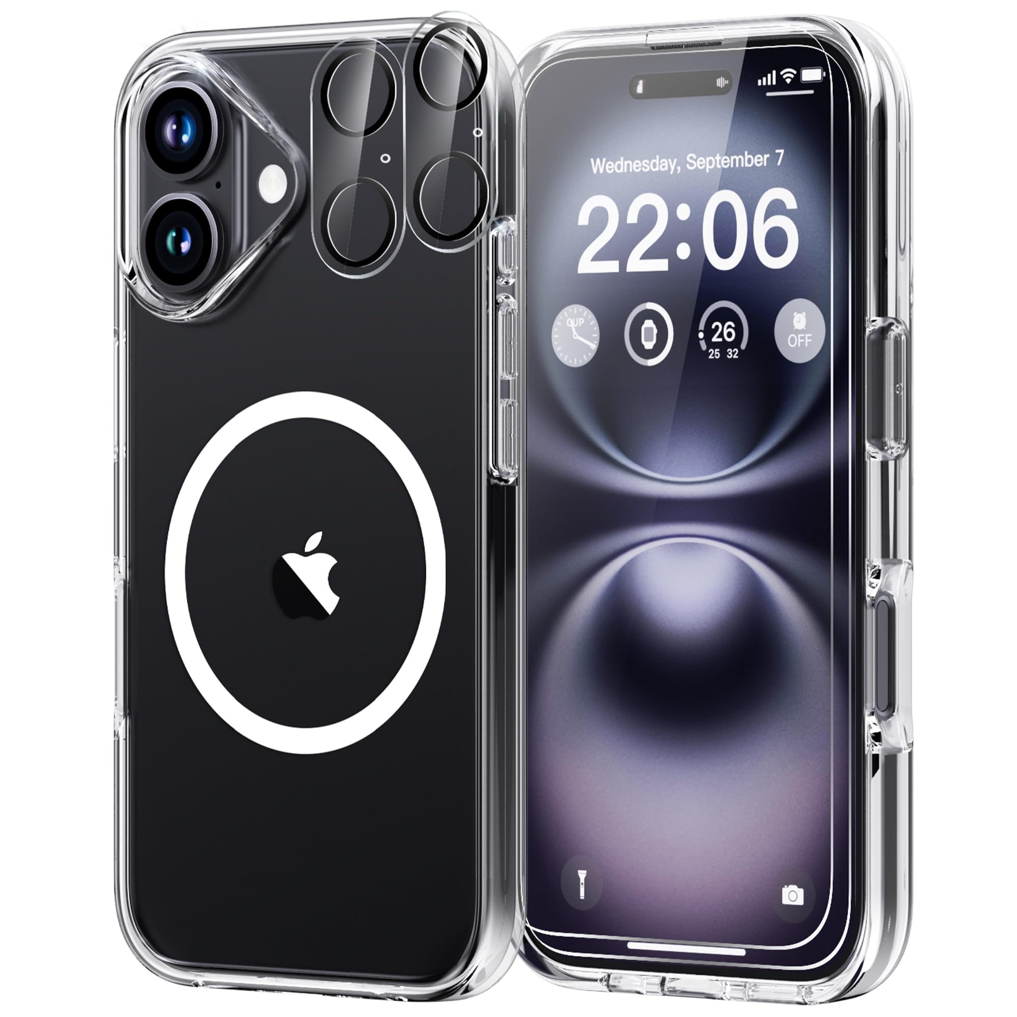 Diverbox for iPhone 16 Plus Case Clear [Compatible with MagSafe] [with Screen Protector + Camera Lens Protection ] Shockproof Phone case for iPhone 16 Plus (Clear Magnetic)