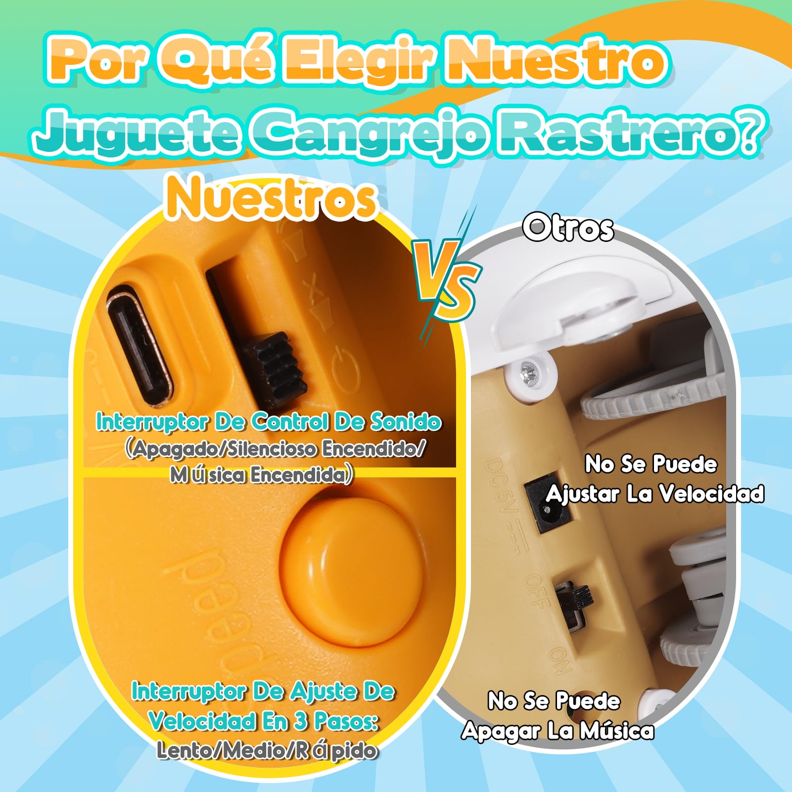 iKidiki Cangrejo Juguete Bebe, Juguetes Niños 1 2 3 4 Años Cangrejo Tummy Time Bebe Regalo Niño 1-4 Años Juguetes para Bebes de 6 a 12 Meses Regalos Cumpleaños Niños Juegos Educativos Niños 1-4 Años — view 2