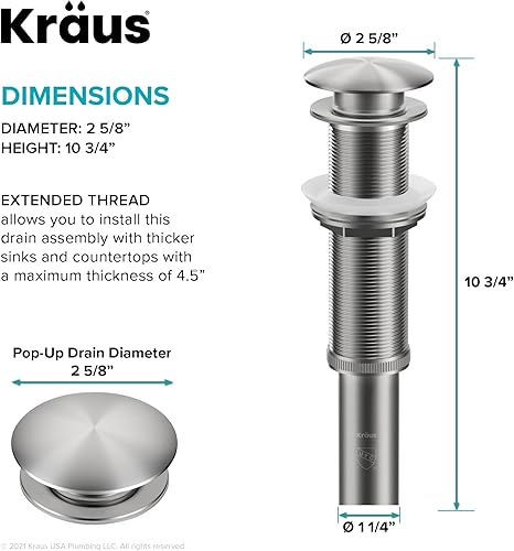 Miniatura 5 de Kraus PU-10ORB Desagüe emergente bronce frotado con aceite